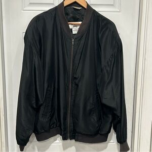 Summa Silk Men’s Vintage Black Lined Silk Bomber jacket/coat, Size large